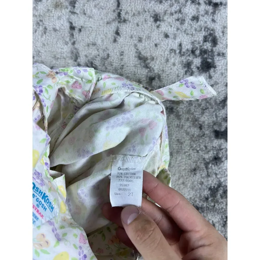 80's Vintage Floral Oshkosh B'gosh Shortalls 100% cotton Size 2T Fruit